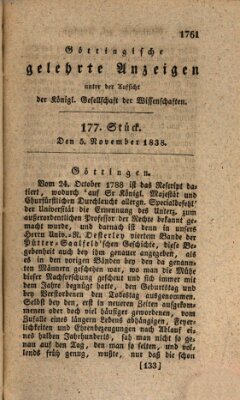 Göttingische gelehrte Anzeigen (Göttingische Zeitungen von gelehrten Sachen) Montag 5. November 1838