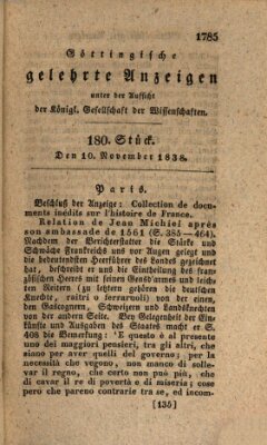 Göttingische gelehrte Anzeigen (Göttingische Zeitungen von gelehrten Sachen) Samstag 10. November 1838