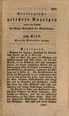 Göttingische gelehrte Anzeigen (Göttingische Zeitungen von gelehrten Sachen) Samstag 24. November 1838