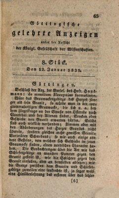 Göttingische gelehrte Anzeigen (Göttingische Zeitungen von gelehrten Sachen) Samstag 12. Januar 1839