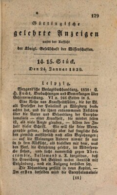 Göttingische gelehrte Anzeigen (Göttingische Zeitungen von gelehrten Sachen) Donnerstag 24. Januar 1839