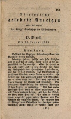 Göttingische gelehrte Anzeigen (Göttingische Zeitungen von gelehrten Sachen) Montag 28. Januar 1839