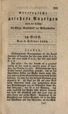 Göttingische gelehrte Anzeigen (Göttingische Zeitungen von gelehrten Sachen) Samstag 9. Februar 1839