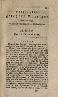 Göttingische gelehrte Anzeigen (Göttingische Zeitungen von gelehrten Sachen) Montag 11. Februar 1839