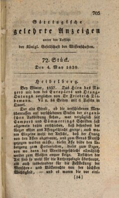 Göttingische gelehrte Anzeigen (Göttingische Zeitungen von gelehrten Sachen) Samstag 4. Mai 1839