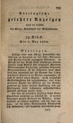 Göttingische gelehrte Anzeigen (Göttingische Zeitungen von gelehrten Sachen) Montag 6. Mai 1839