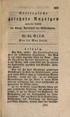 Göttingische gelehrte Anzeigen (Göttingische Zeitungen von gelehrten Sachen) Donnerstag 23. Mai 1839