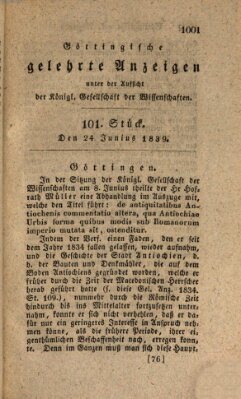 Göttingische gelehrte Anzeigen (Göttingische Zeitungen von gelehrten Sachen) Montag 24. Juni 1839