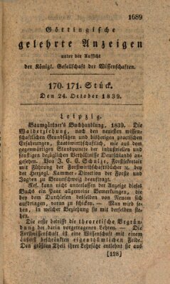 Göttingische gelehrte Anzeigen (Göttingische Zeitungen von gelehrten Sachen) Donnerstag 24. Oktober 1839