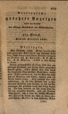 Göttingische gelehrte Anzeigen (Göttingische Zeitungen von gelehrten Sachen) Montag 28. Oktober 1839