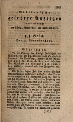 Göttingische gelehrte Anzeigen (Göttingische Zeitungen von gelehrten Sachen) Montag 11. November 1839