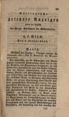 Göttingische gelehrte Anzeigen (Göttingische Zeitungen von gelehrten Sachen) Donnerstag 9. Januar 1840