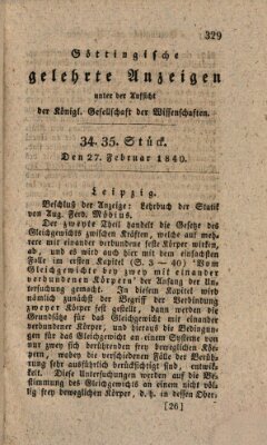 Göttingische gelehrte Anzeigen (Göttingische Zeitungen von gelehrten Sachen) Donnerstag 27. Februar 1840