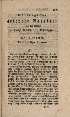 Göttingische gelehrte Anzeigen (Göttingische Zeitungen von gelehrten Sachen) Donnerstag 16. April 1840