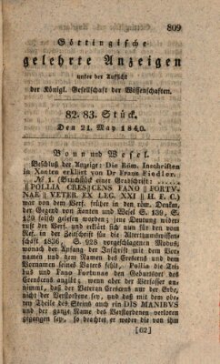 Göttingische gelehrte Anzeigen (Göttingische Zeitungen von gelehrten Sachen) Donnerstag 21. Mai 1840