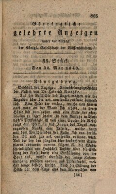 Göttingische gelehrte Anzeigen (Göttingische Zeitungen von gelehrten Sachen) Samstag 30. Mai 1840