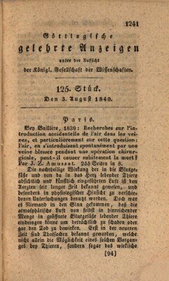 Göttingische gelehrte Anzeigen (Göttingische Zeitungen von gelehrten Sachen) Montag 3. August 1840