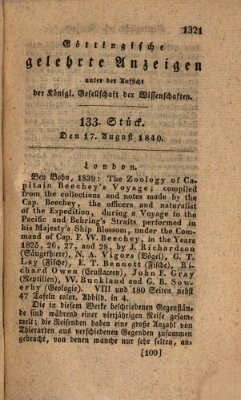 Göttingische gelehrte Anzeigen (Göttingische Zeitungen von gelehrten Sachen) Montag 17. August 1840