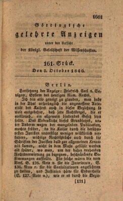 Göttingische gelehrte Anzeigen (Göttingische Zeitungen von gelehrten Sachen) Montag 5. Oktober 1840