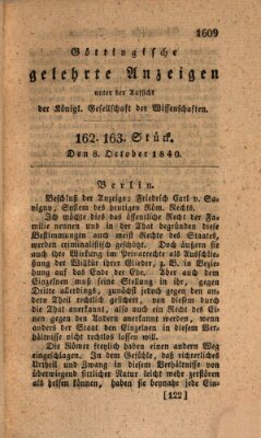 Göttingische gelehrte Anzeigen (Göttingische Zeitungen von gelehrten Sachen) Donnerstag 8. Oktober 1840