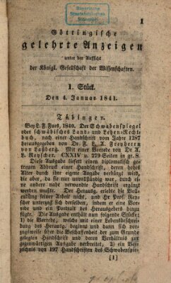 Göttingische gelehrte Anzeigen (Göttingische Zeitungen von gelehrten Sachen) Montag 4. Januar 1841