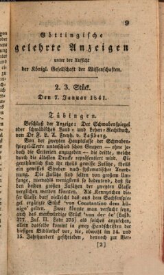 Göttingische gelehrte Anzeigen (Göttingische Zeitungen von gelehrten Sachen) Donnerstag 7. Januar 1841