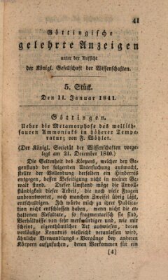 Göttingische gelehrte Anzeigen (Göttingische Zeitungen von gelehrten Sachen) Montag 11. Januar 1841