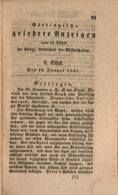 Göttingische gelehrte Anzeigen (Göttingische Zeitungen von gelehrten Sachen) Montag 18. Januar 1841