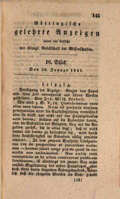 Göttingische gelehrte Anzeigen (Göttingische Zeitungen von gelehrten Sachen) Samstag 30. Januar 1841