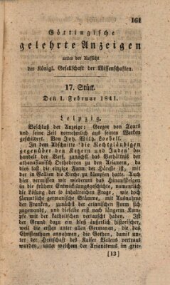 Göttingische gelehrte Anzeigen (Göttingische Zeitungen von gelehrten Sachen) Montag 1. Februar 1841