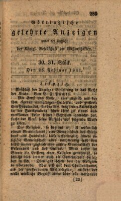 Göttingische gelehrte Anzeigen (Göttingische Zeitungen von gelehrten Sachen) Donnerstag 25. Februar 1841