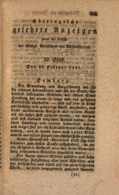 Göttingische gelehrte Anzeigen (Göttingische Zeitungen von gelehrten Sachen) Samstag 27. Februar 1841