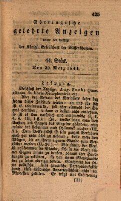 Göttingische gelehrte Anzeigen (Göttingische Zeitungen von gelehrten Sachen) Samstag 20. März 1841