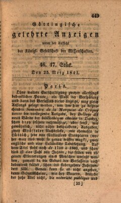 Göttingische gelehrte Anzeigen (Göttingische Zeitungen von gelehrten Sachen) Donnerstag 25. März 1841