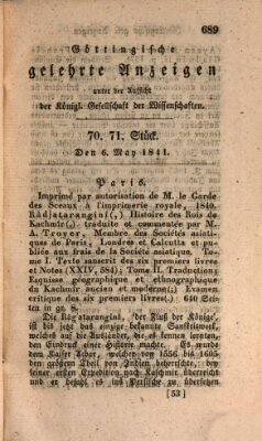 Göttingische gelehrte Anzeigen (Göttingische Zeitungen von gelehrten Sachen) Donnerstag 6. Mai 1841