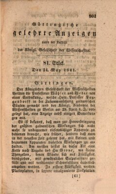 Göttingische gelehrte Anzeigen (Göttingische Zeitungen von gelehrten Sachen) Montag 24. Mai 1841