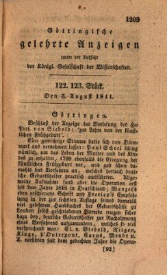 Göttingische gelehrte Anzeigen (Göttingische Zeitungen von gelehrten Sachen) Donnerstag 5. August 1841