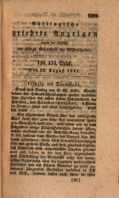 Göttingische gelehrte Anzeigen (Göttingische Zeitungen von gelehrten Sachen) Donnerstag 19. August 1841