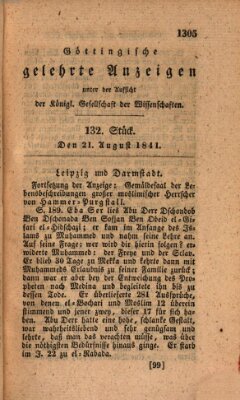 Göttingische gelehrte Anzeigen (Göttingische Zeitungen von gelehrten Sachen) Samstag 21. August 1841