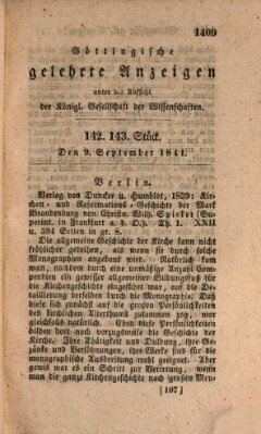 Göttingische gelehrte Anzeigen (Göttingische Zeitungen von gelehrten Sachen) Donnerstag 9. September 1841