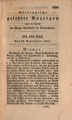 Göttingische gelehrte Anzeigen (Göttingische Zeitungen von gelehrten Sachen) Donnerstag 30. September 1841