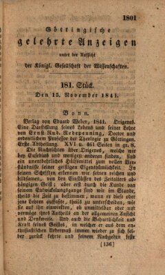 Göttingische gelehrte Anzeigen (Göttingische Zeitungen von gelehrten Sachen) Montag 15. November 1841