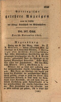 Göttingische gelehrte Anzeigen (Göttingische Zeitungen von gelehrten Sachen) Donnerstag 25. November 1841