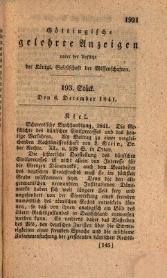 Göttingische gelehrte Anzeigen (Göttingische Zeitungen von gelehrten Sachen) Montag 6. Dezember 1841