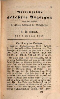 Göttingische gelehrte Anzeigen (Göttingische Zeitungen von gelehrten Sachen) Donnerstag 3. Januar 1850