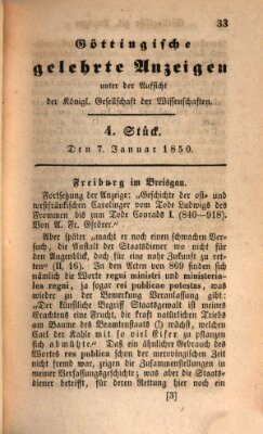 Göttingische gelehrte Anzeigen (Göttingische Zeitungen von gelehrten Sachen) Montag 7. Januar 1850