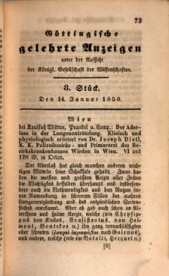 Göttingische gelehrte Anzeigen (Göttingische Zeitungen von gelehrten Sachen) Montag 14. Januar 1850