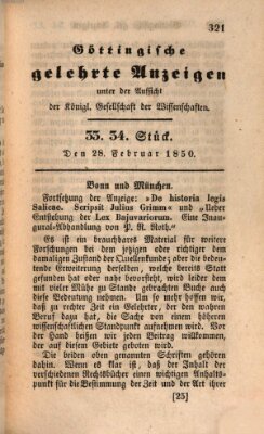 Göttingische gelehrte Anzeigen (Göttingische Zeitungen von gelehrten Sachen) Donnerstag 28. Februar 1850