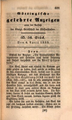 Göttingische gelehrte Anzeigen (Göttingische Zeitungen von gelehrten Sachen) Donnerstag 4. April 1850