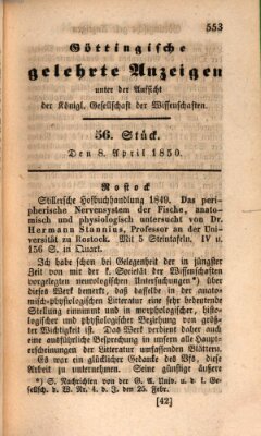 Göttingische gelehrte Anzeigen (Göttingische Zeitungen von gelehrten Sachen) Montag 8. April 1850